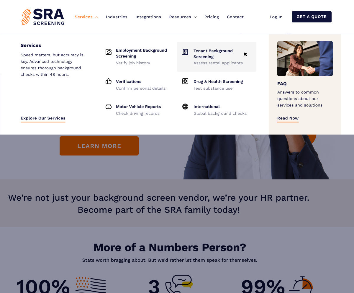 Sra home page   nav   services