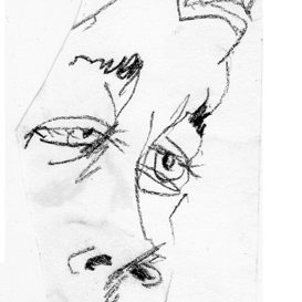 A logo sketch and a long face