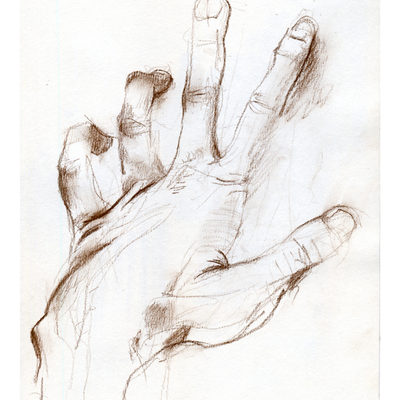 Artist's foot and hand