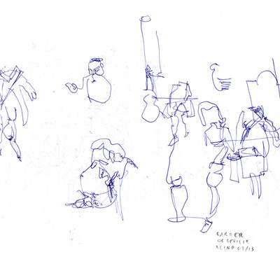 Blind drawings from theatrical performance