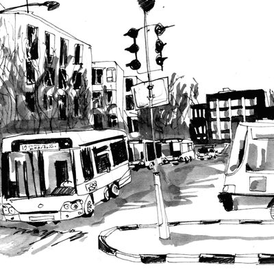 Bus stop in Moscow