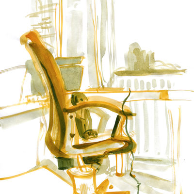 Chair study in orange and blue