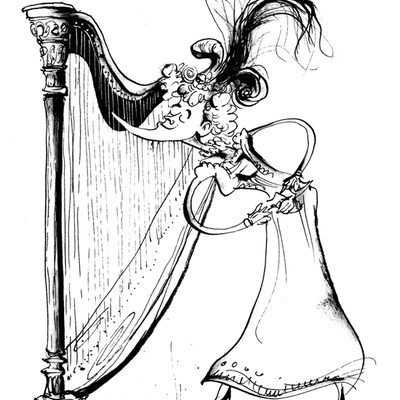 Lady and a harp