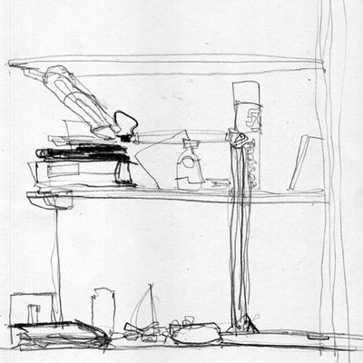 Linear drawing of a lamp