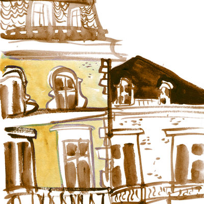 London houses and sketches from Moscow trip