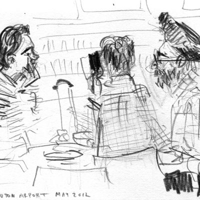 Luton airport reportage sketches