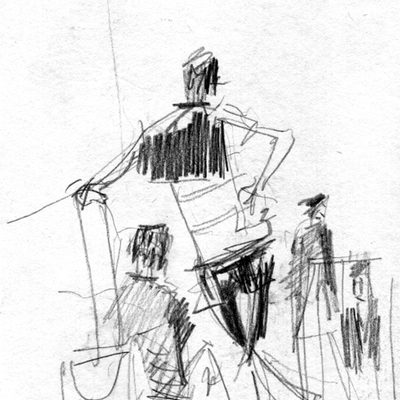 Luton airport reportage sketches