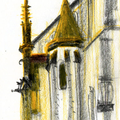 Sketches from our first evening in Brno