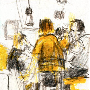 Sketches from our first evening in Brno
