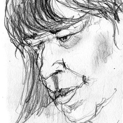 Sketching passengers in the train