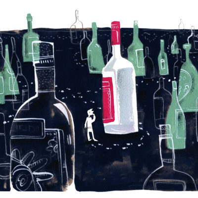 Spotting the right bottle of wine sketch