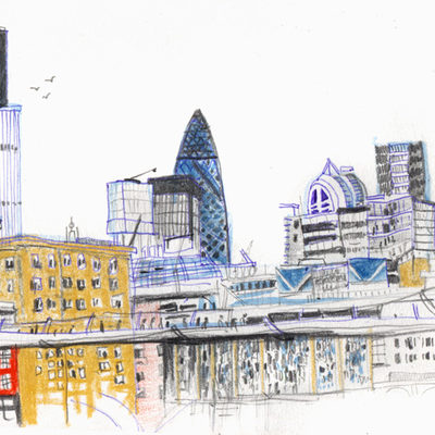 View of the Thames bank from Founders Arms, near Tate Modern