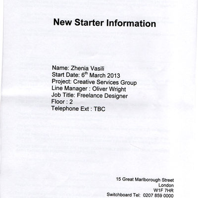 Welcome papers from Sony